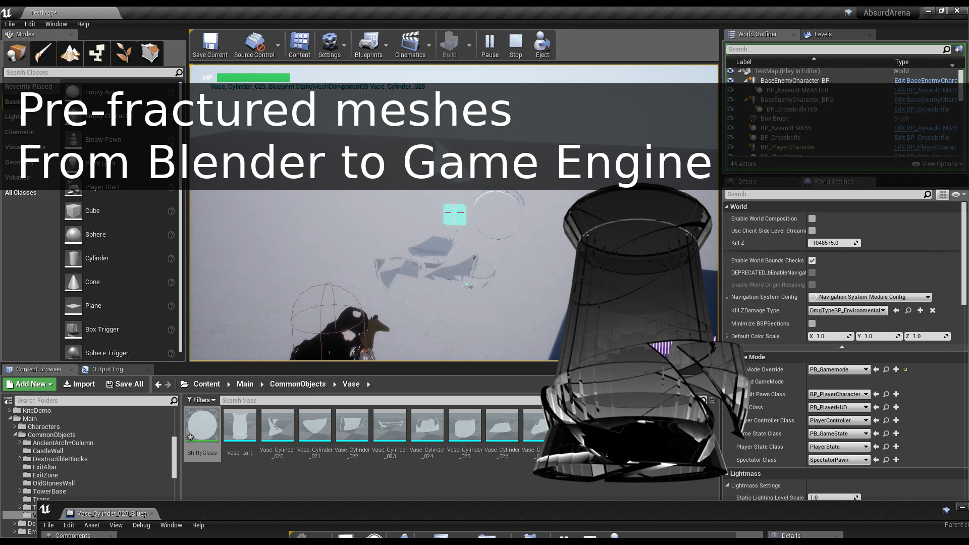 Pre-fragmented mesh in Blender To a Game Engine, UE4