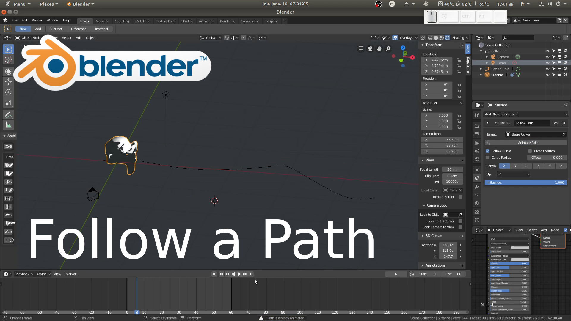 Blender : Follow a path, curve